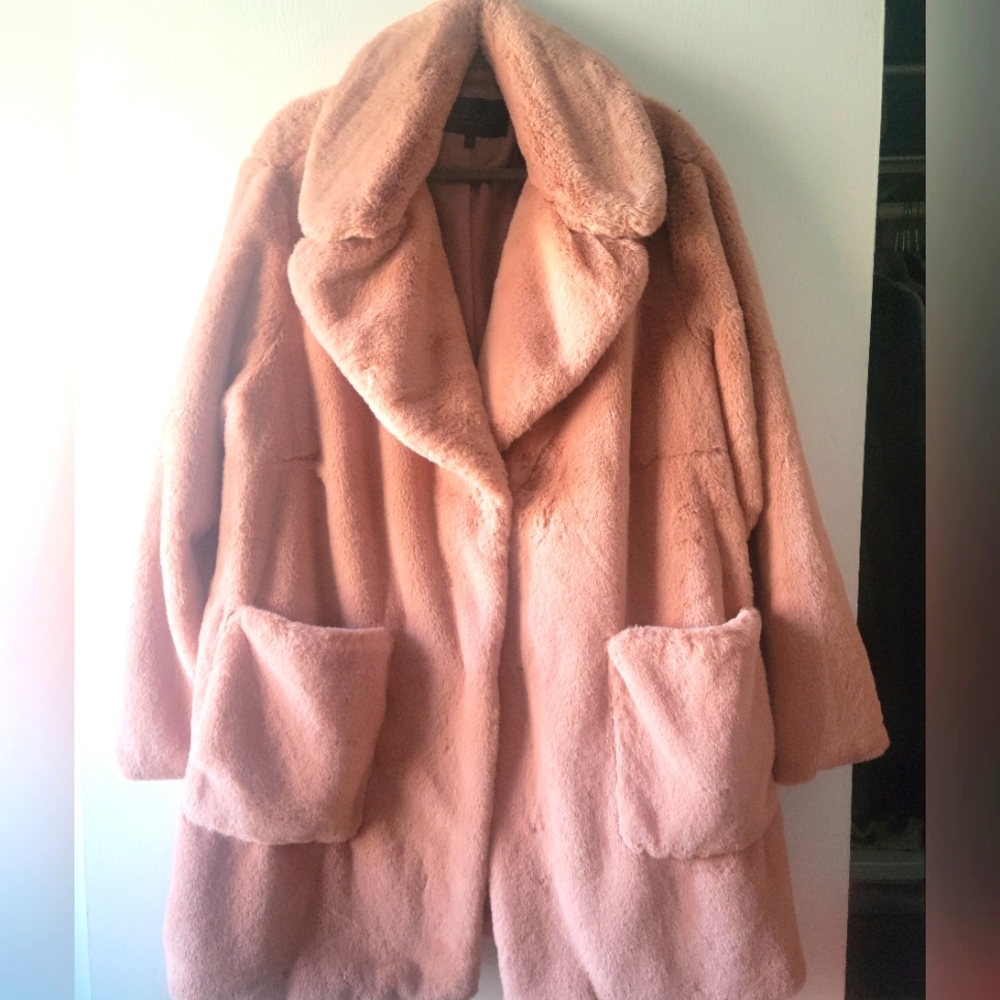 Rachel by Rachel Roy Plus Size Women's Pink Faux Fur Coat 3X NWT